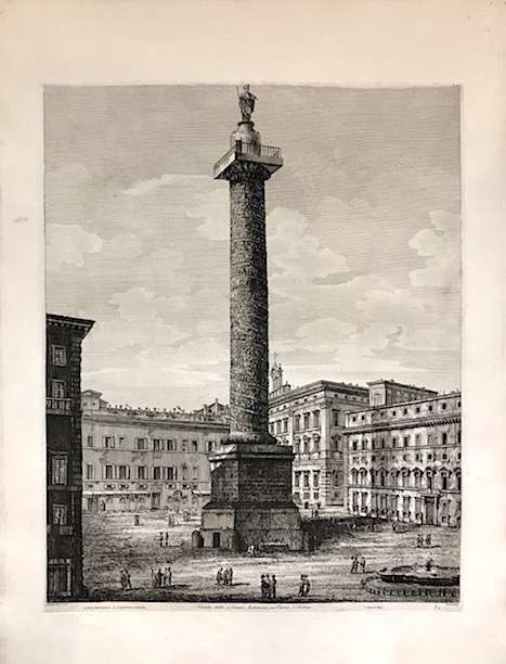 Rossini Luigi (1790-1875) Veduta della Colonna Antonina, o sia Piazza Colonna 1823 Roma 